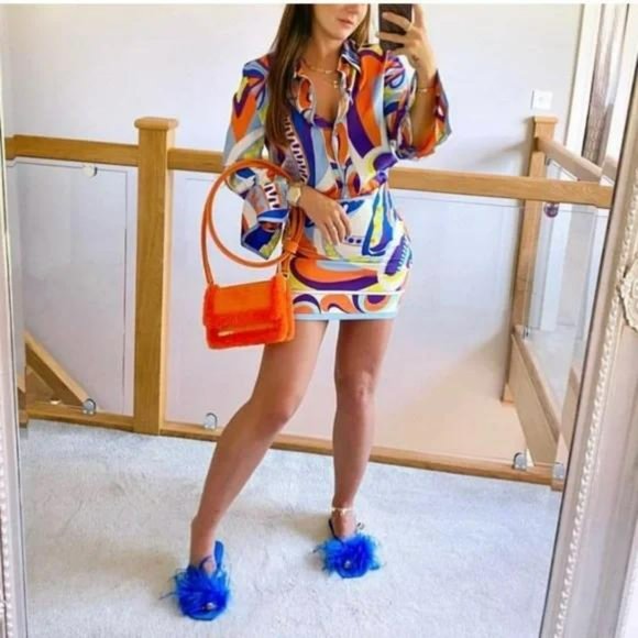 ZARA SET PRINTED SHIRT AND SKIRT LIMITED EDITION - Picture 7 of 9